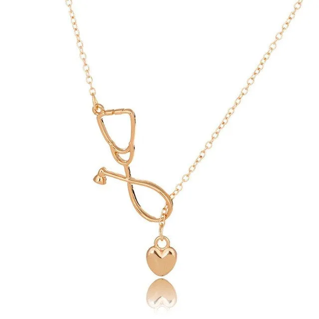 Creative Nurse Stethoscope Heart Pendant Necklace for Women
