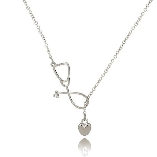 Creative Nurse Stethoscope Heart Pendant Necklace for Women