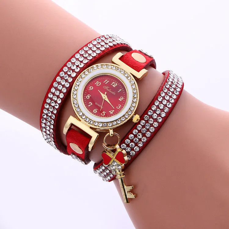 Crystal Strap Key Pendant Watch