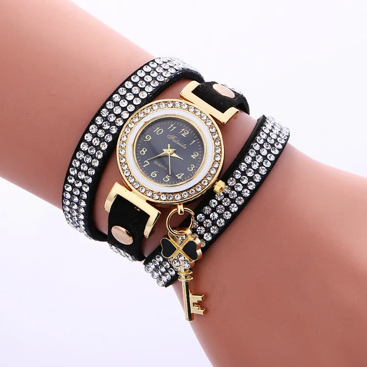 Crystal Strap Key Pendant Watch