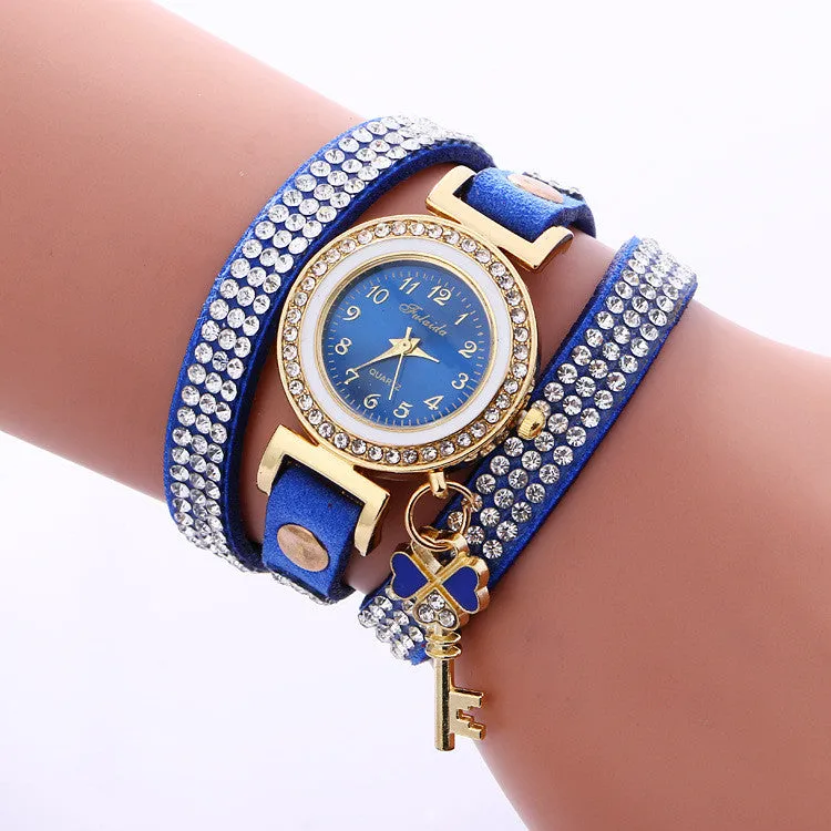 Crystal Strap Key Pendant Watch