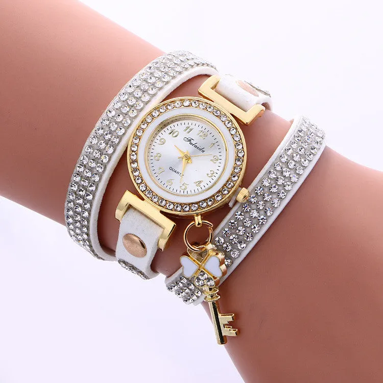 Crystal Strap Key Pendant Watch