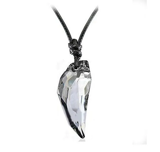 Crystal The teeth of the Wolf pendant chains  long Leather