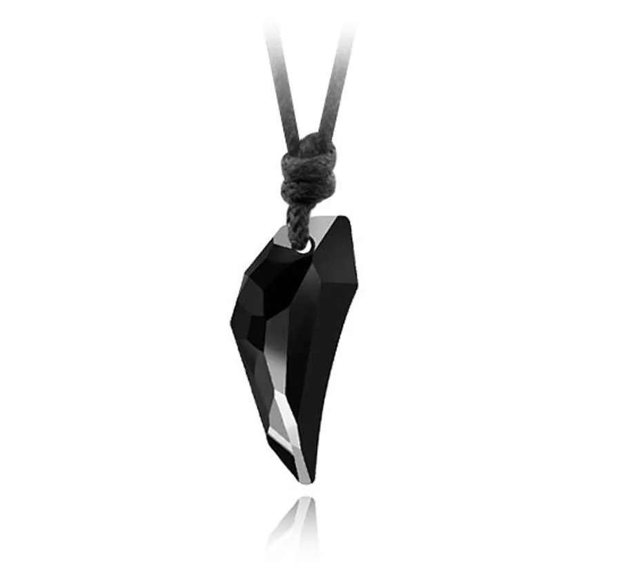 Crystal The teeth of the Wolf pendant chains  long Leather