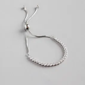 CZ Beads 925 Sterling Silver Adjustable Bracelet