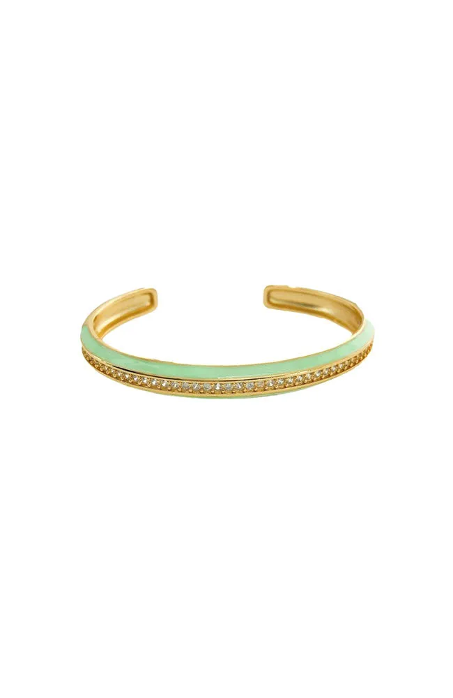 CZ Enamel Cuff in Turquoise