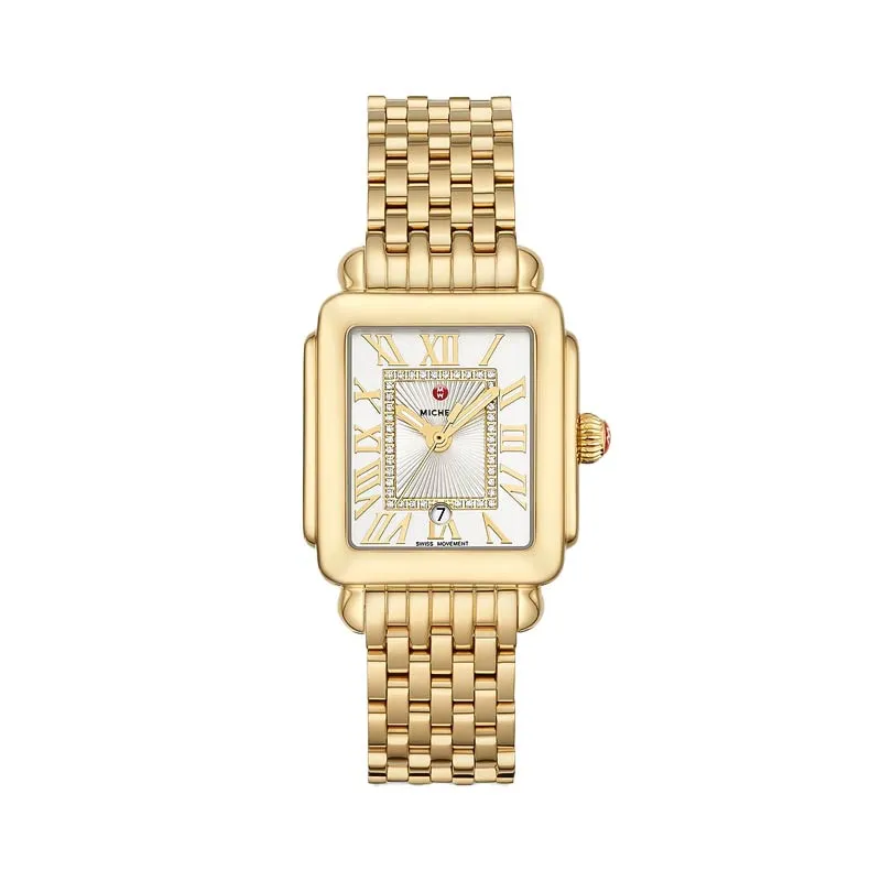 Deco Madison Mid 18K Gold Diamond Dial Watch, 31mm