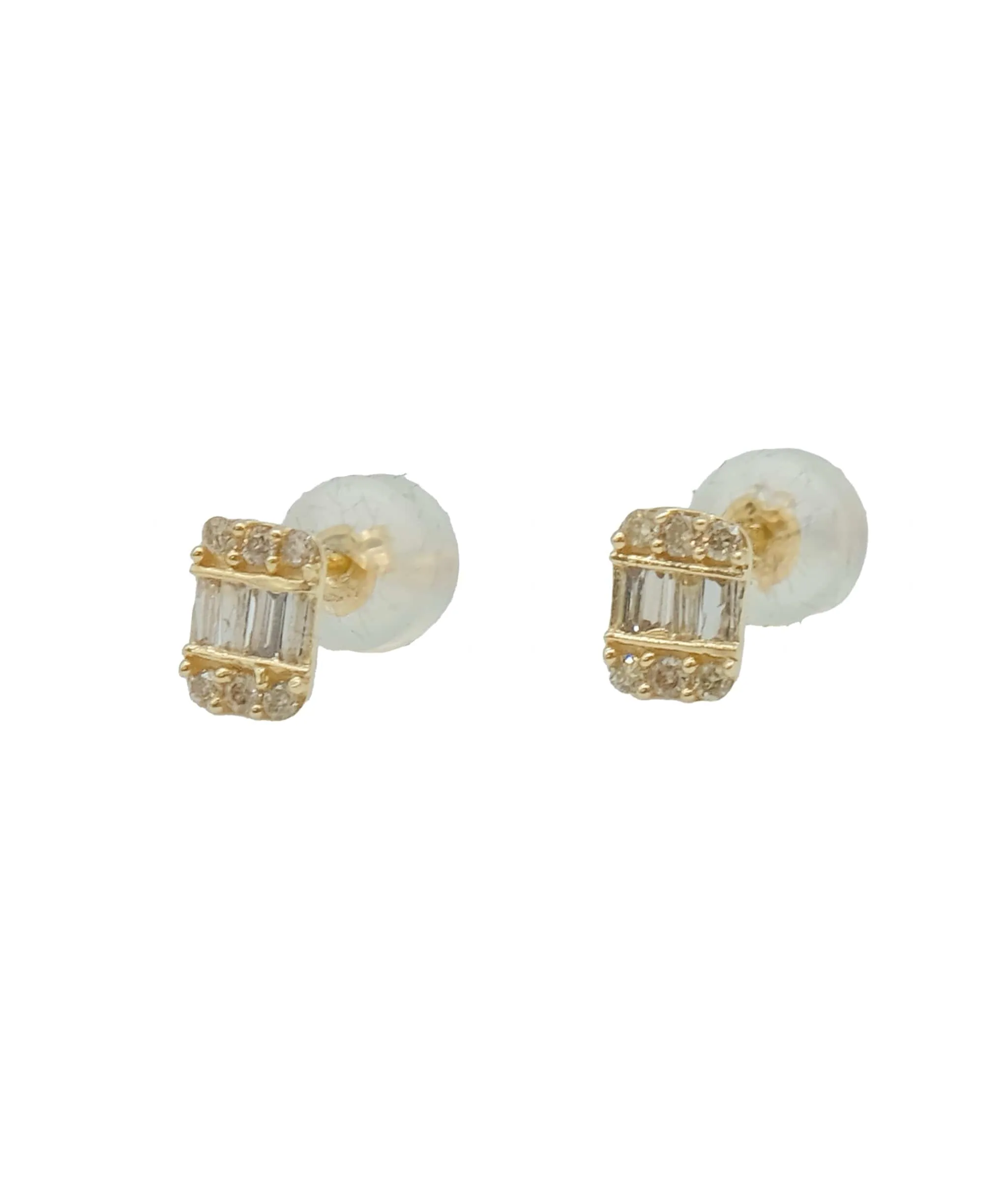 Diamond 0.10ct/0.10ct Earrings Pierced 18K YG Yellow Gold 750	 DXBS0446