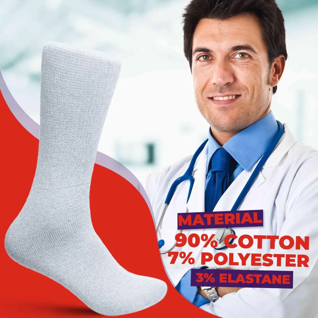 Diamond Star 12 PAIRS WOMEN'S COTTON DIABETIC CREW SOCKS WHITE SIZE 9-11