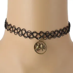 Double C Fashion Handmade Multicolor Vintage Stretch Tattoo Choker Necklace Gothic Punk Elastic With Pendant Necklaces