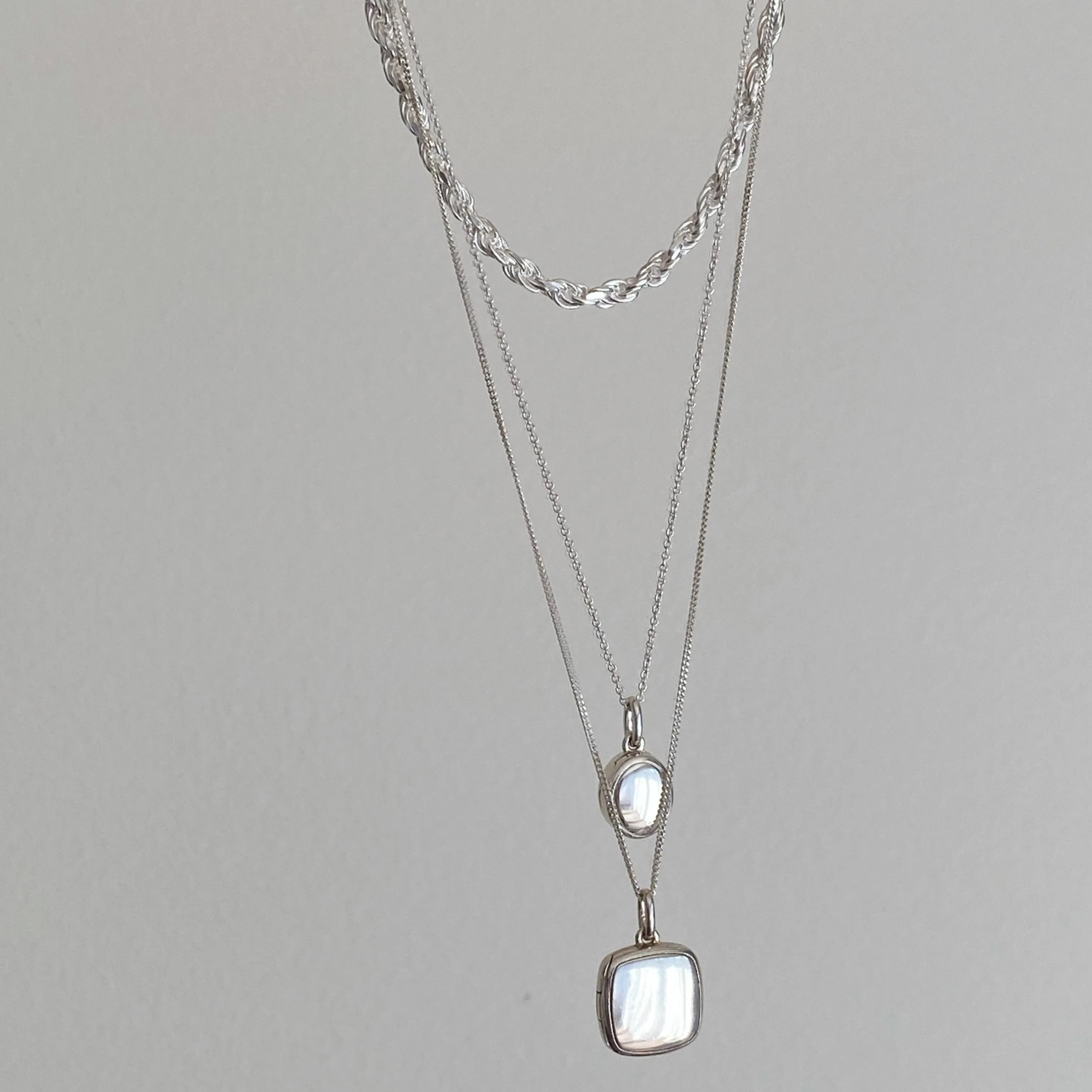 Engravable Square Locket Necklace in Silver