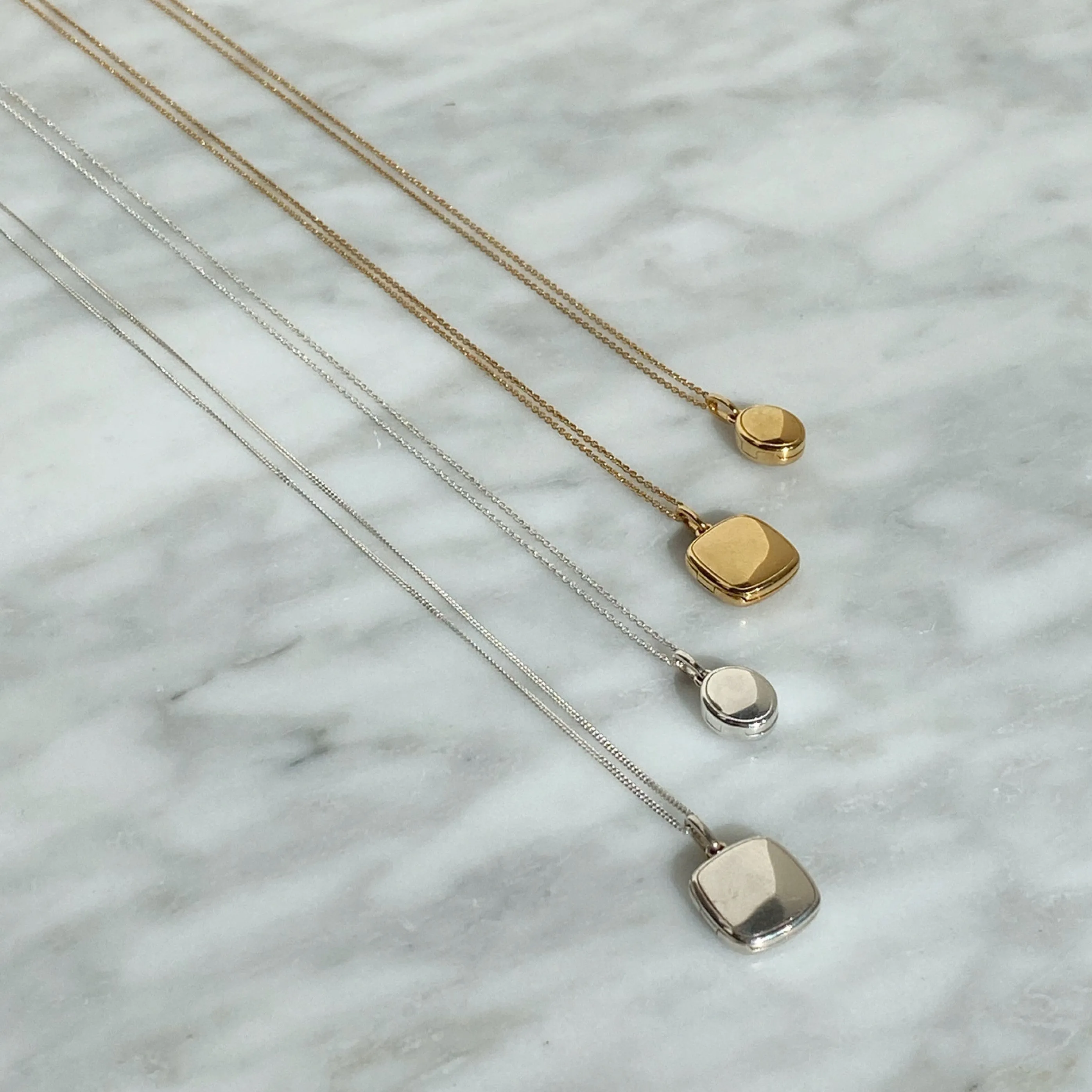 Engravable Square Locket Necklace in Silver