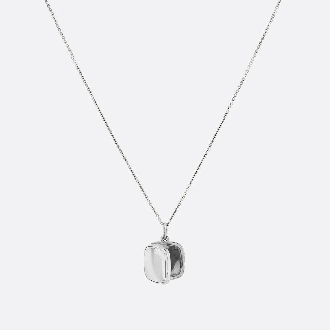 Engravable Square Locket Necklace in Silver