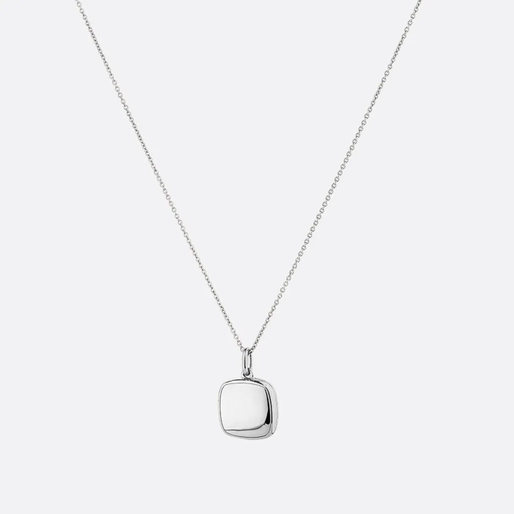 Engravable Square Locket Necklace in Silver