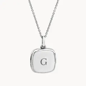 Engravable Square Locket Necklace in Silver