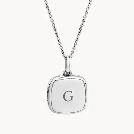 Engravable Square Locket Necklace in Silver