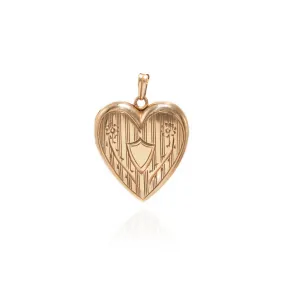 Engraved Shield Heart Locket