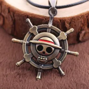 Fashion One Piece Necklace Collares Rudder Flag Simple Skeleton Bronze Pendant Rope Chain Necklace Men Jewelry