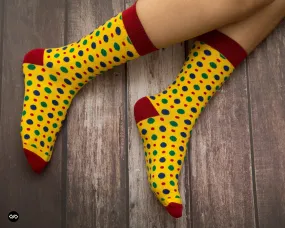 FIZZY YELLOW CREW LENGTH SOCKS - Cotton Crew Socks