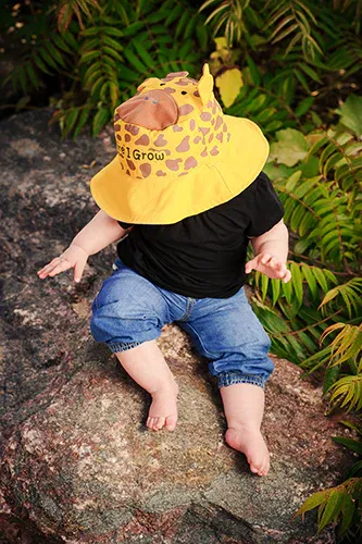 Flap Jack Kids Kids UPF50  Sun Hat - Giraffe/Zebra