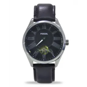 Fossil Black Dial Leather Strap Automatic Men's Watch BQ1141