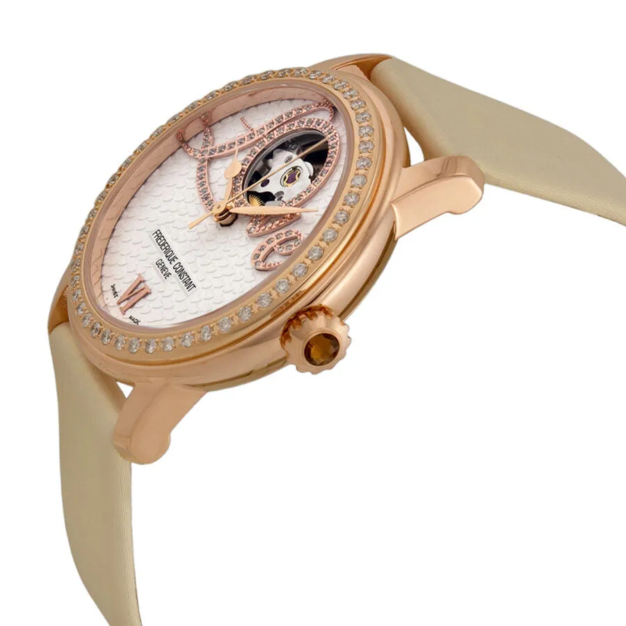 Frederique Constant Heart Beat Vanilla Dial White Satin Ladies Watch 310LHB2PD4 FC-310LHB2PD4