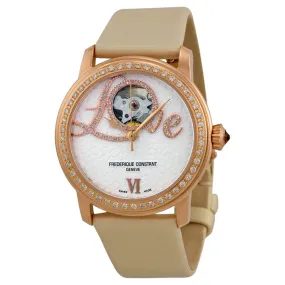 Frederique Constant Heart Beat Vanilla Dial White Satin Ladies Watch 310LHB2PD4 FC-310LHB2PD4