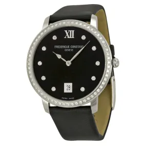 Frederique Constant Slim Line Black Dial Diamond Ladies Watch FC-220B4SD36