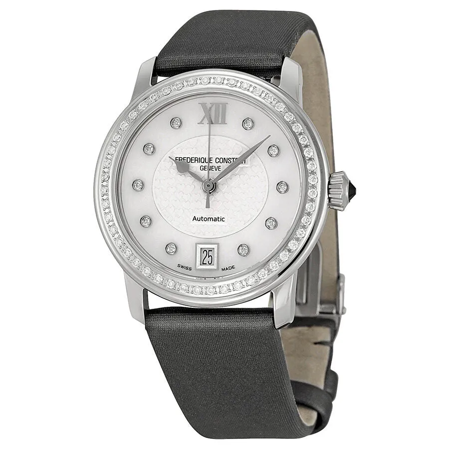 Frederique Constant Slimline Automatic Mother of Pearl Diamond Ladies Watch FC-303WHD2PD6