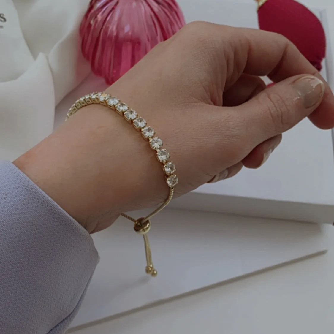 Gold Adjustable Tennis Bracelet