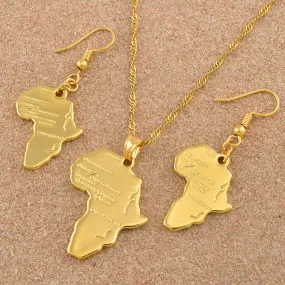 Gold Color Map of African Ethiopian Nigeria Sudan Congo sets