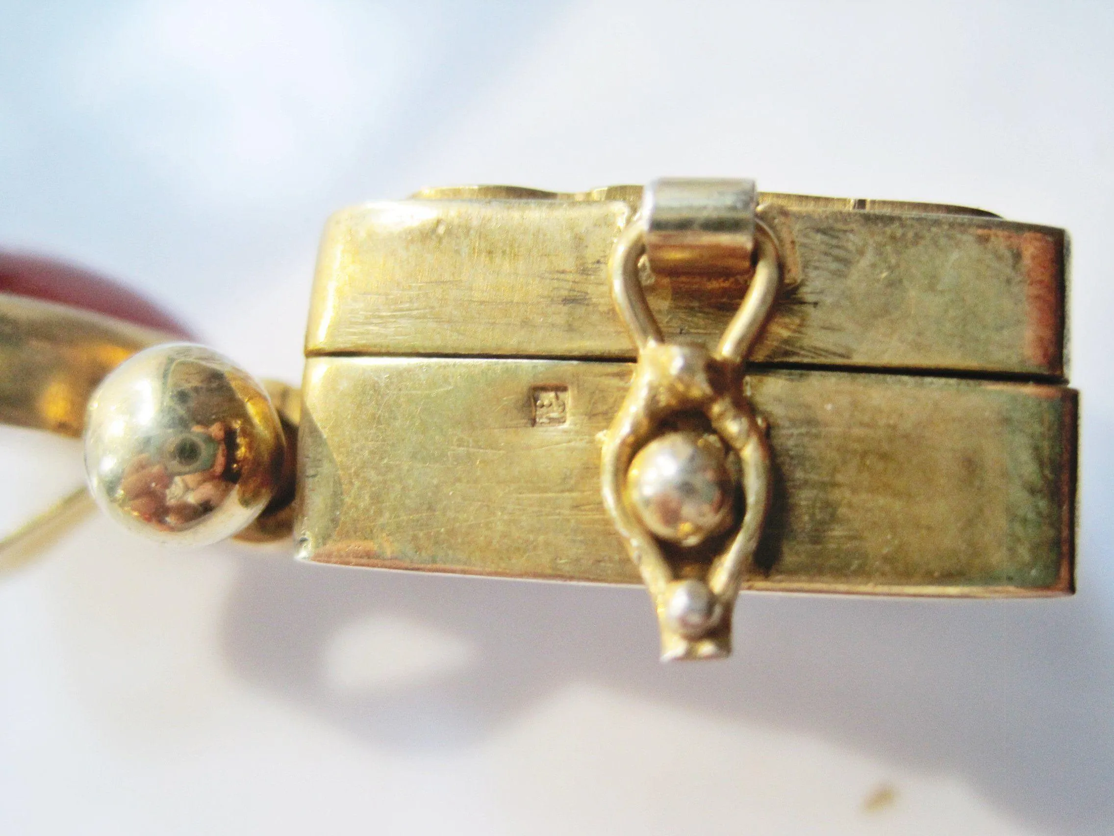 Gold Plated Silver and Carnelian MashAllah Egyptian Pendant with Secret Compartment