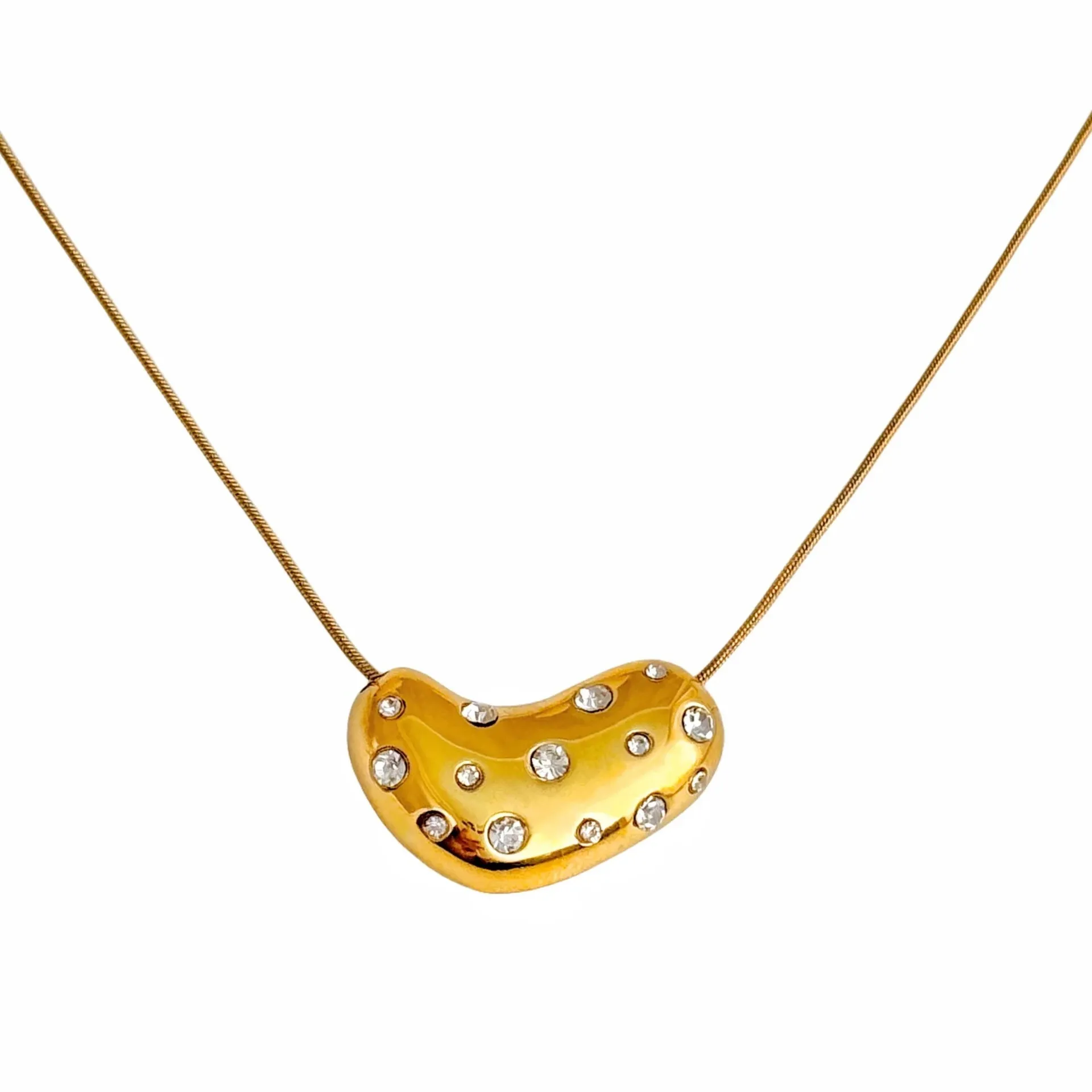 Golden Heart Zircon & Pearl Pendant Necklaces
