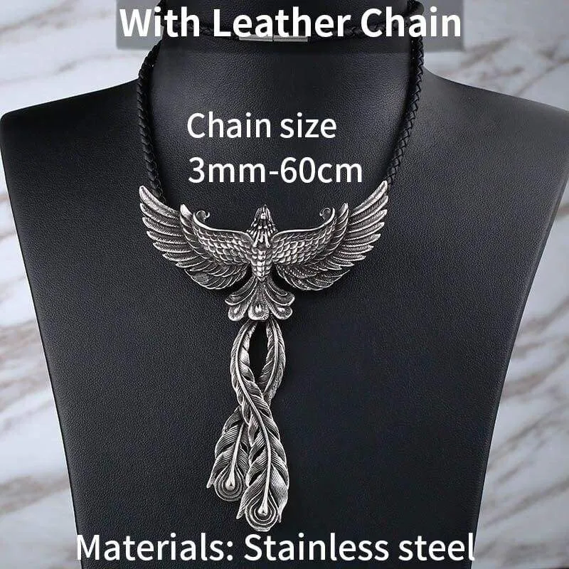 good detail 3D Phoenix Men necklace with pendant Stainless Steel Charm Choker bird Animal Jewelry
