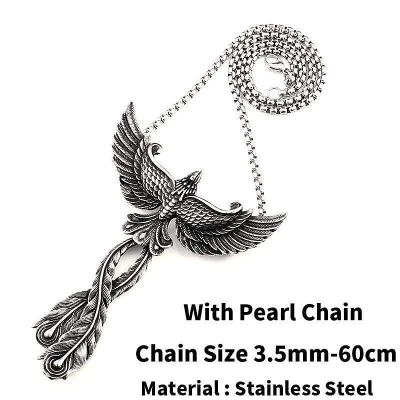 good detail 3D Phoenix Men necklace with pendant Stainless Steel Charm Choker bird Animal Jewelry