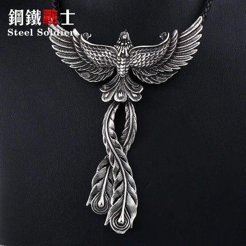 good detail 3D Phoenix Men necklace with pendant Stainless Steel Charm Choker bird Animal Jewelry