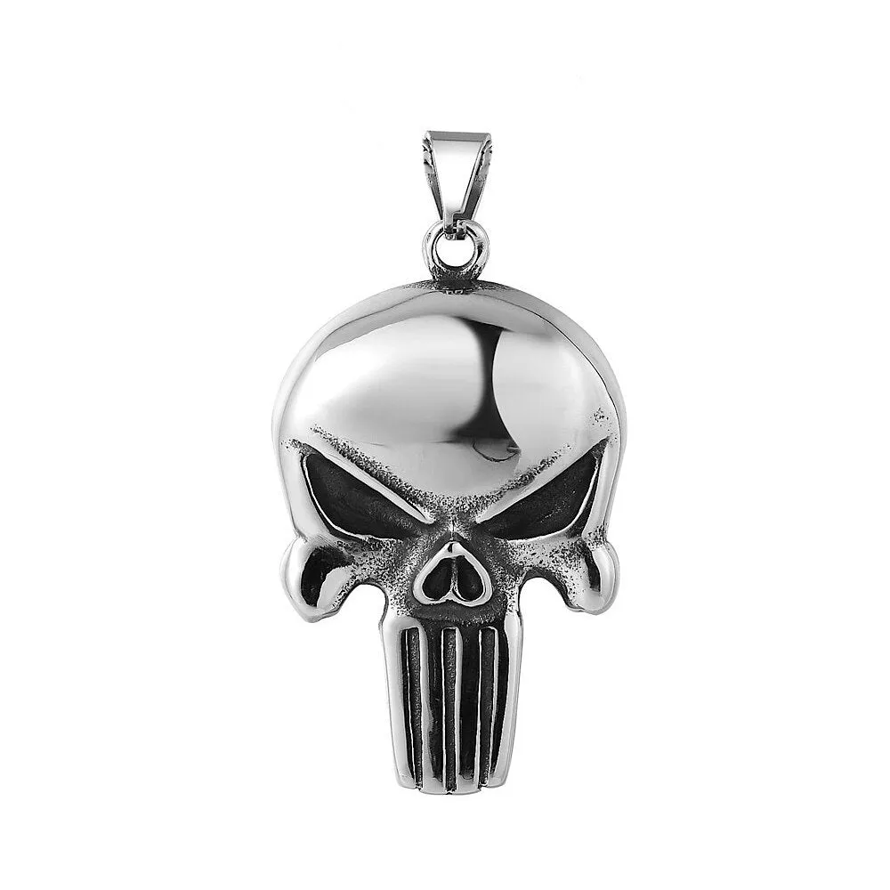 Gothic Punisher Skull Men's Necklace Pendant Punk Hip Hop Stainless Steel Punisher Skull Pendant