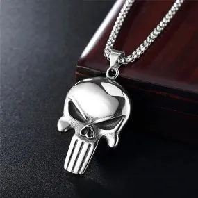 Gothic Punisher Skull Men's Necklace Pendant Punk Hip Hop Stainless Steel Punisher Skull Pendant