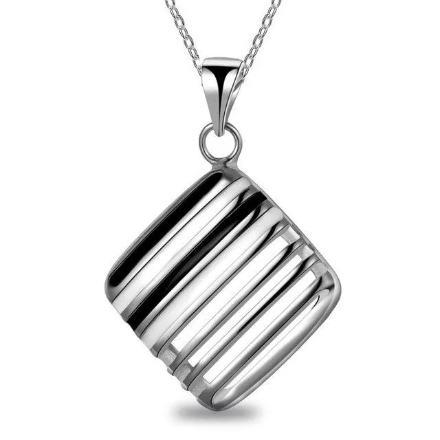 Hollow Fashion Crystal Square Pendant Necklace for women