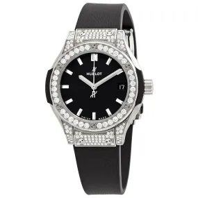 Hublot Classic Fusion Mat Black Dial Diamonds Ladies Watch 581.NX.1171.RX.1704