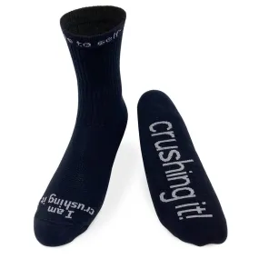 I am crushing it™ black crew socks
