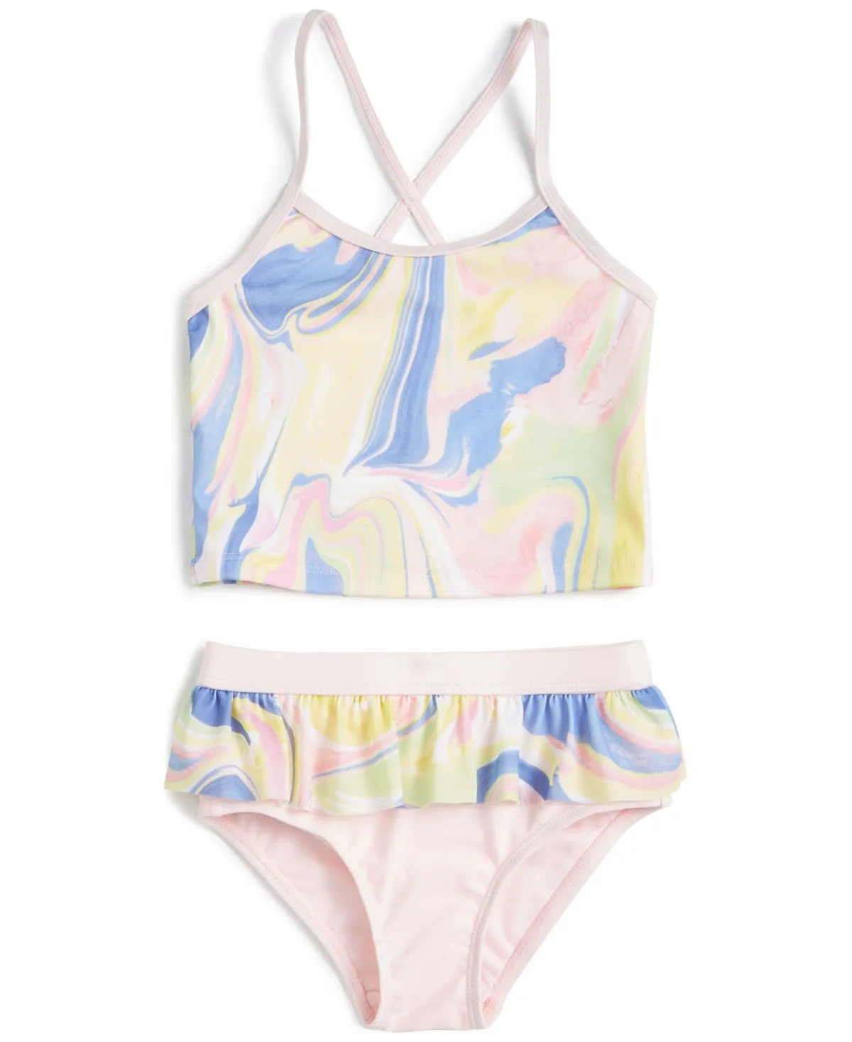 ID Ideology Big Girls Marble Print Reversible Bikini
