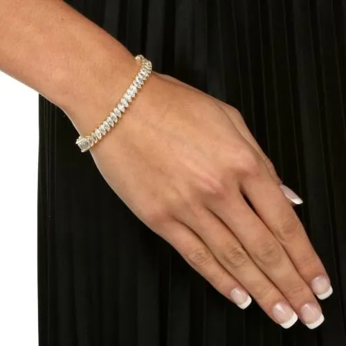 Jewellery Kingdom Ladies Marquise Tennis  CZ 7 Inch Clear Sparkle Bracelet (Gold)