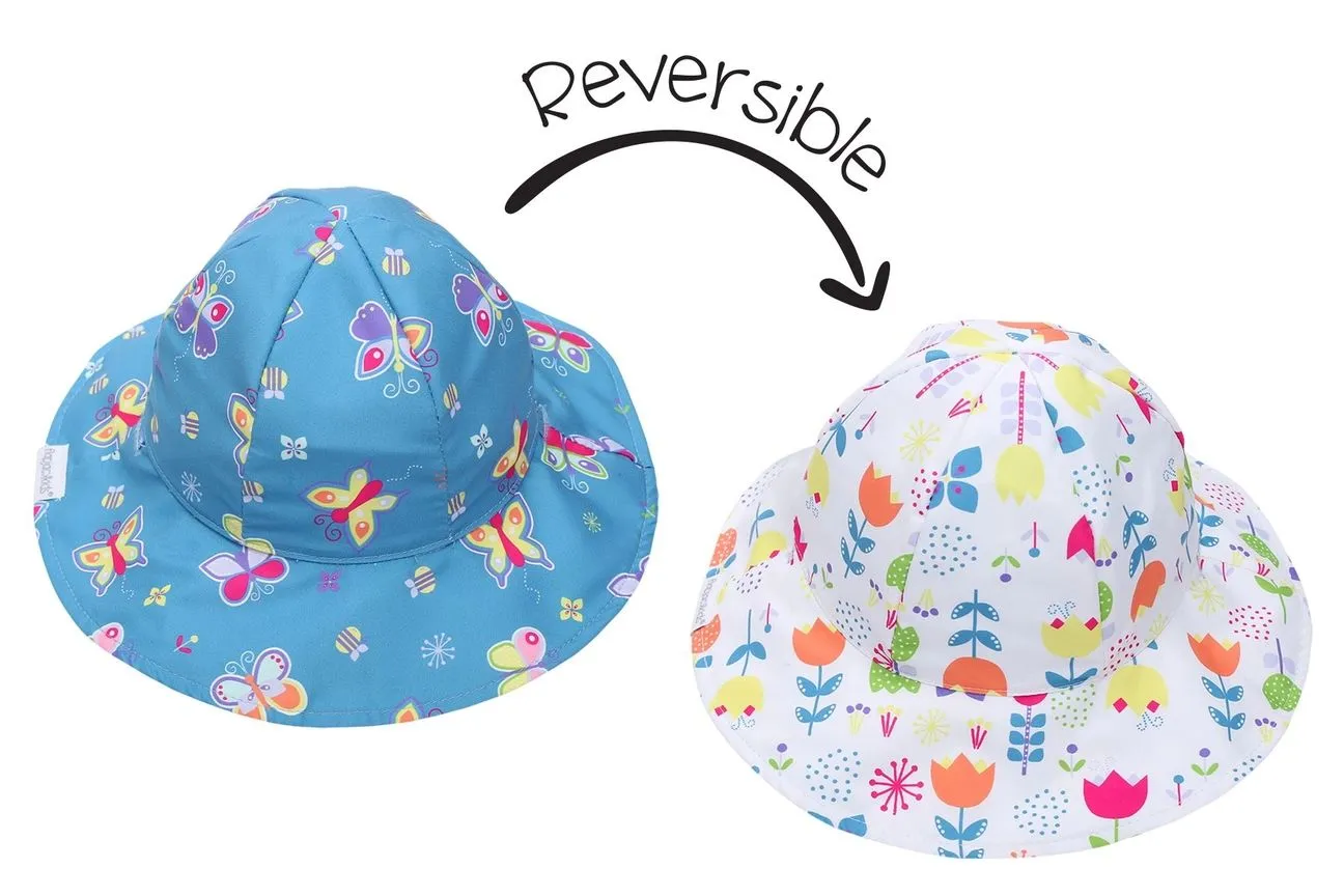 Kids UPF50  Patterned Sun Hat - Butterfly/Floral
