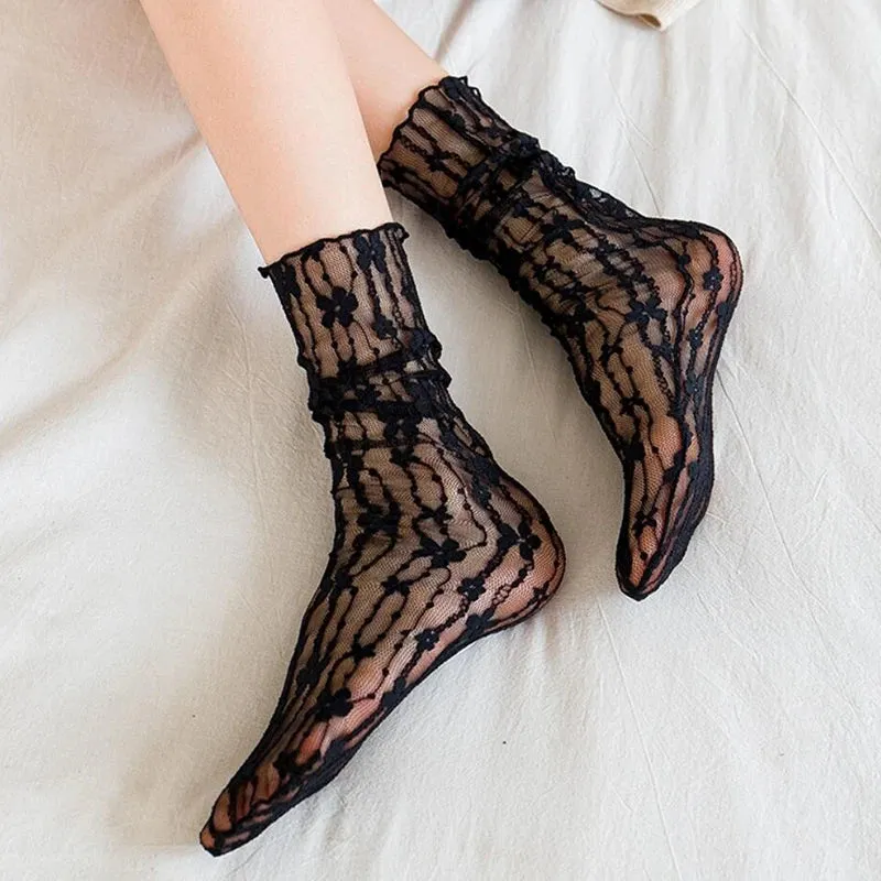 Lace Transparent Mesh Harajuku Crew Socks