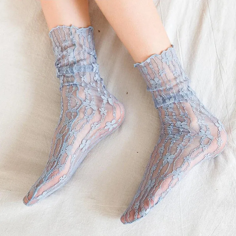 Lace Transparent Mesh Harajuku Crew Socks