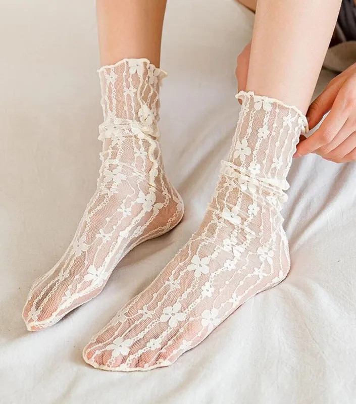 Lace Transparent Mesh Harajuku Crew Socks