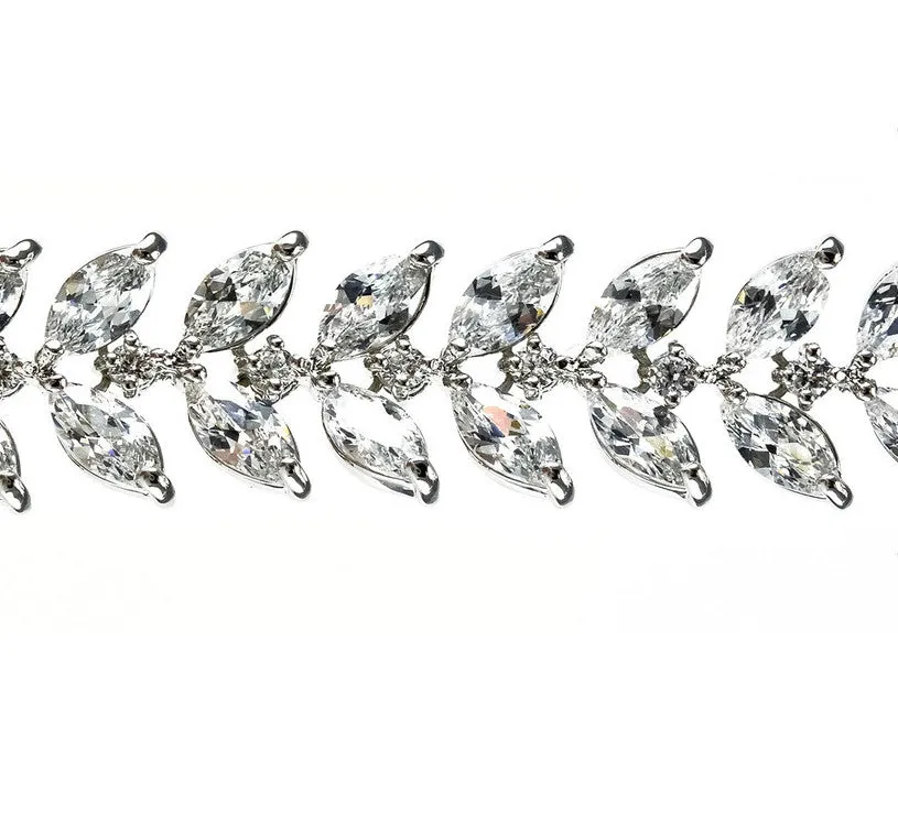 Laurel Cubic Zirconia Leaf Bridal Bracelet