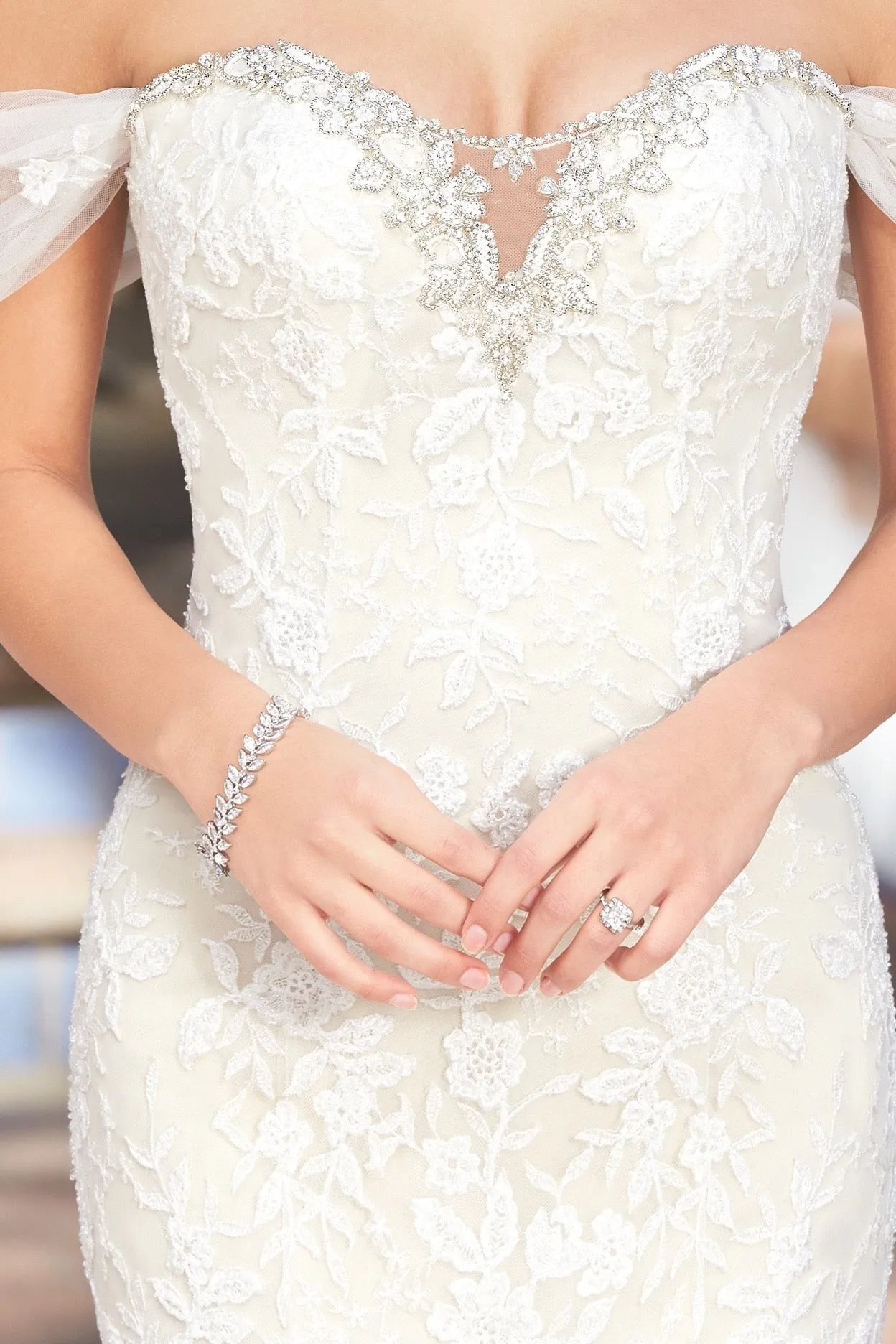 Laurel Cubic Zirconia Leaf Bridal Bracelet