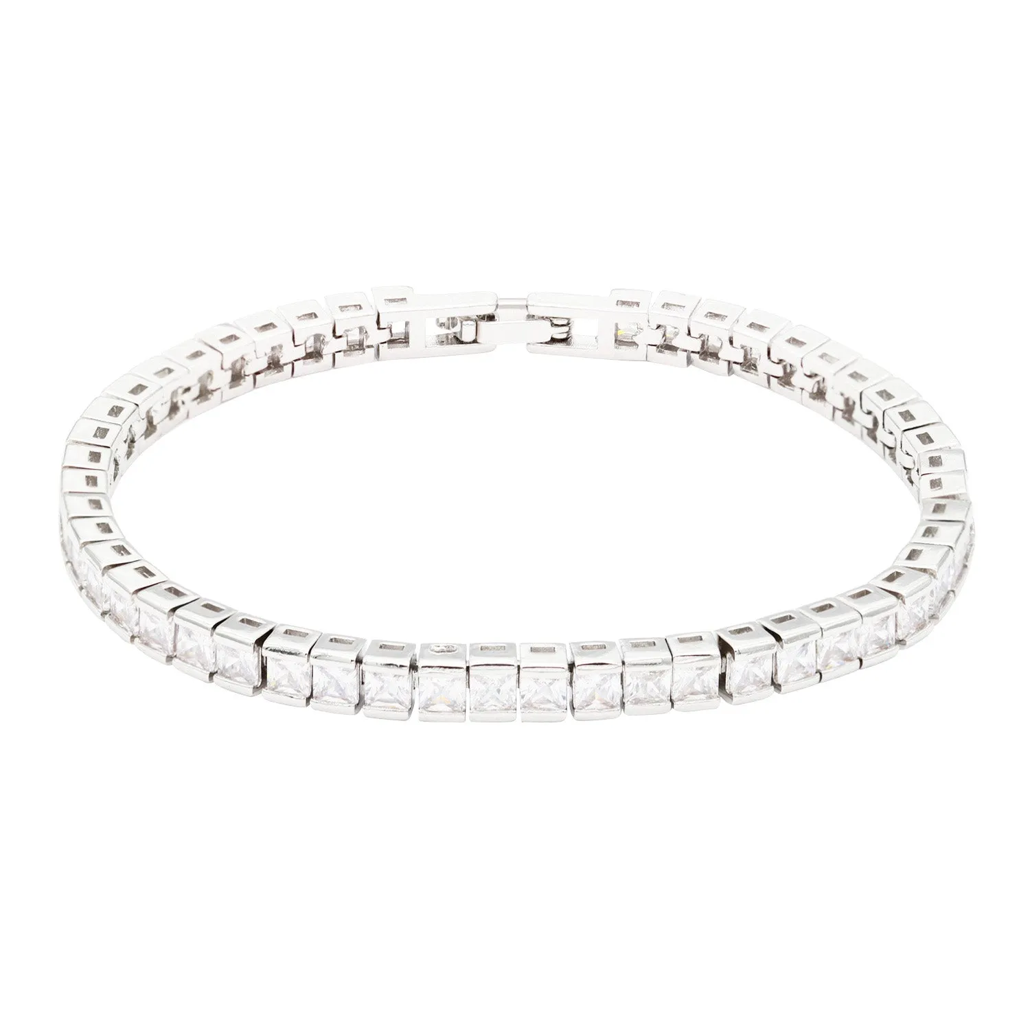 Lavencious 4mm Clear Princess Cut AAA Cubic Zirconia Tennis Bracelets